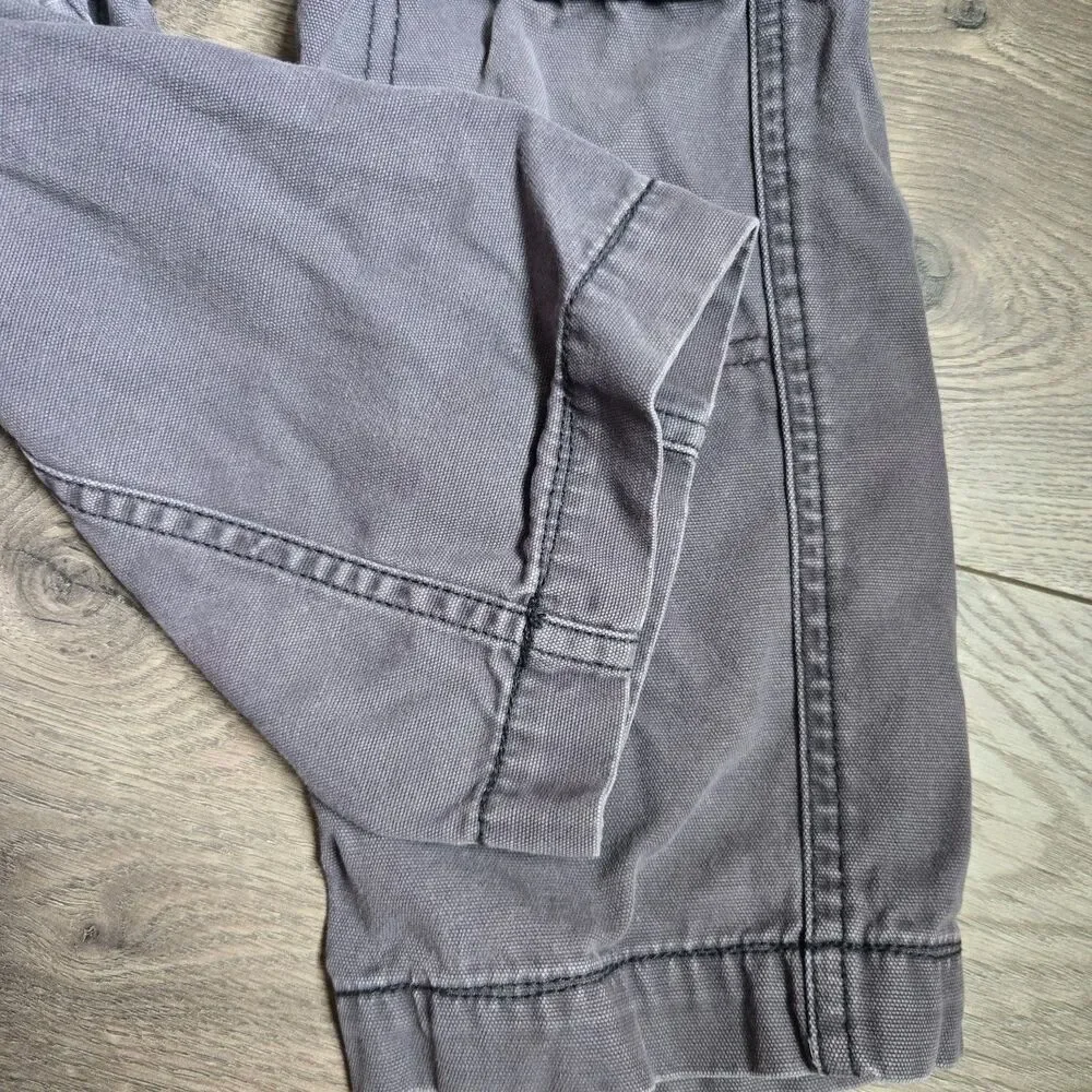 OshKosh BGosh Boys Size 4 Gray Canvas Cargo Pants Adjustable Waist Utility Play